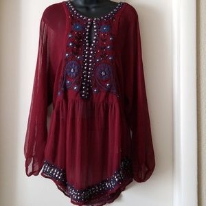 Sheer maroon top